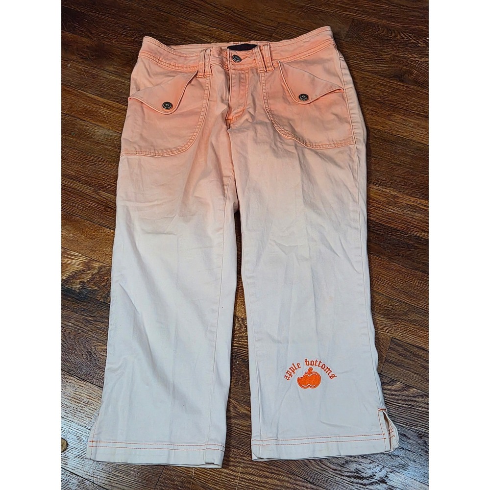 Apple Bottoms Womens Ombre Cropped Pants Orange White Y2K Capris Size 7/8